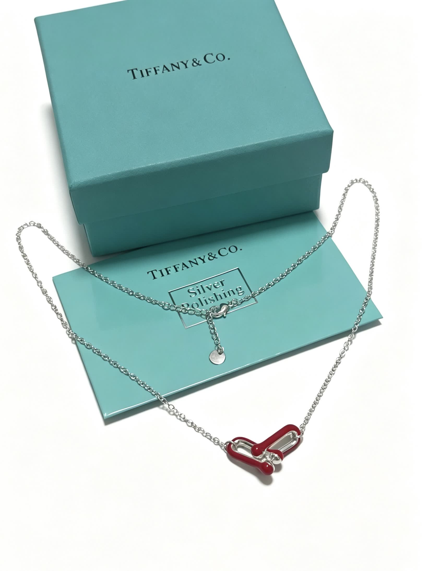 Tiffany & Co. Sterling Silver Red Enamel Atlas Necklace
